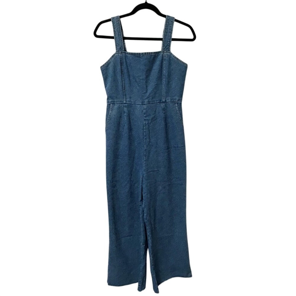 Toast Jeans Cropped Wide Leg Denim Jumpsuit Overalls Women's‎ Size Small